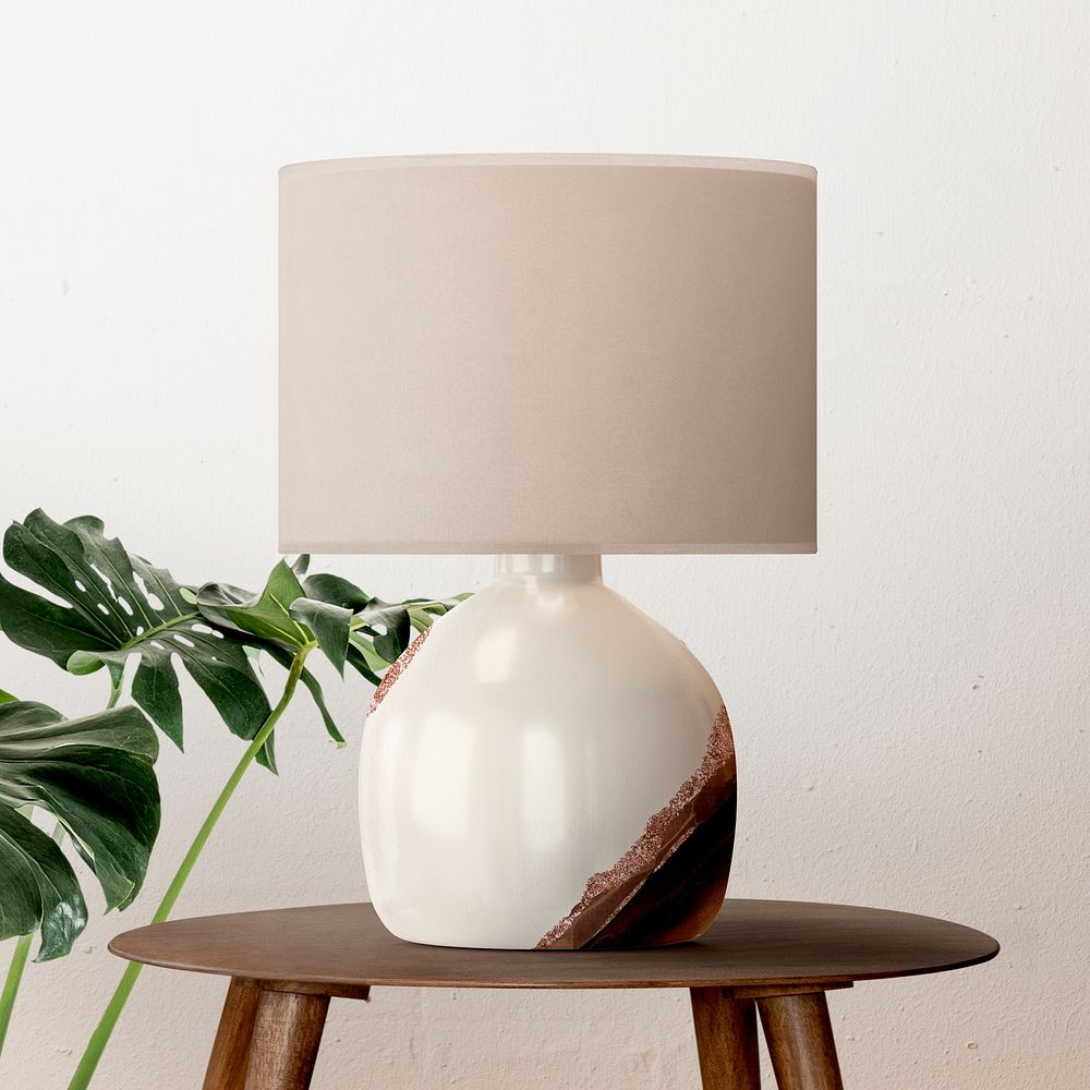 Table lamp mockup, editable design 