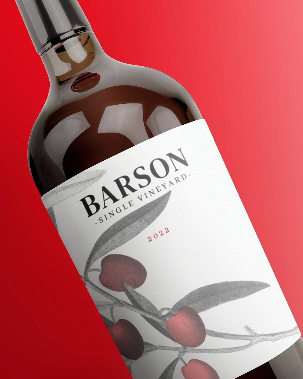 Wine label  mockup,  editable product packaging psd