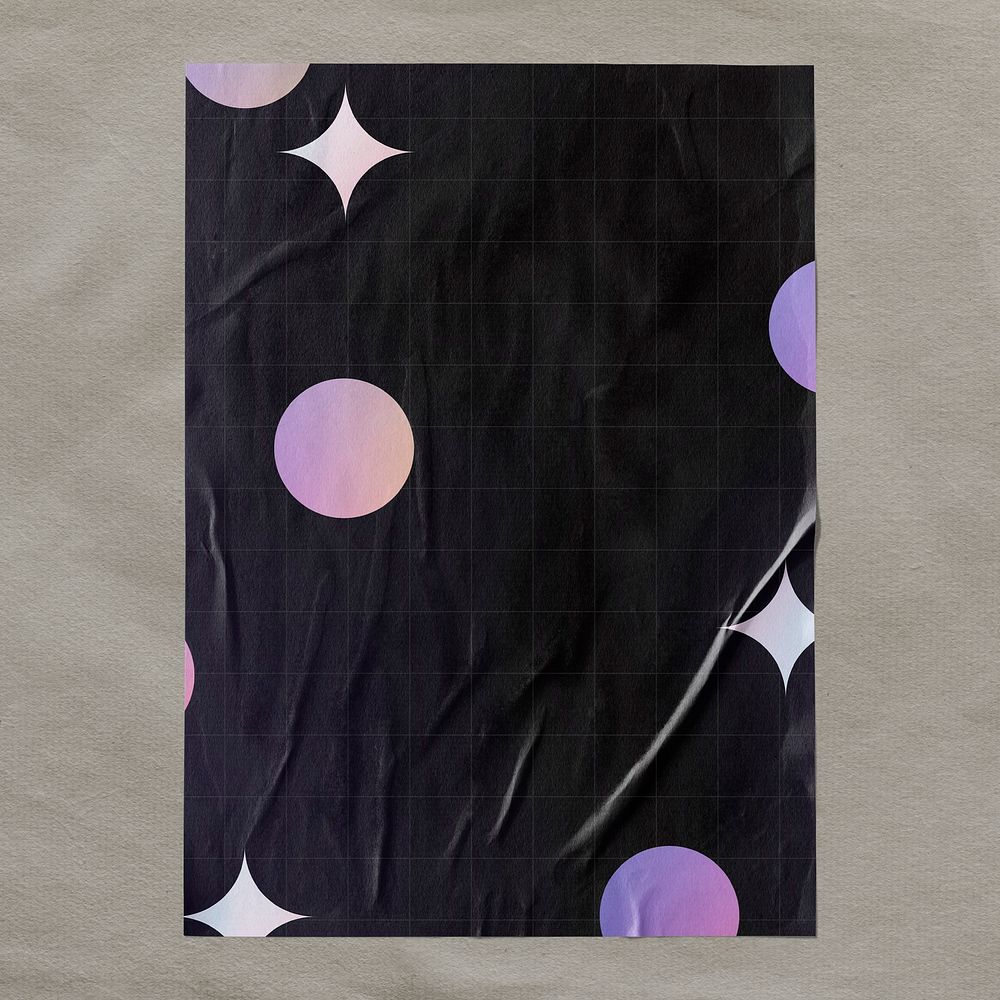 Black wall poster, glued paper texture with geometric shape design