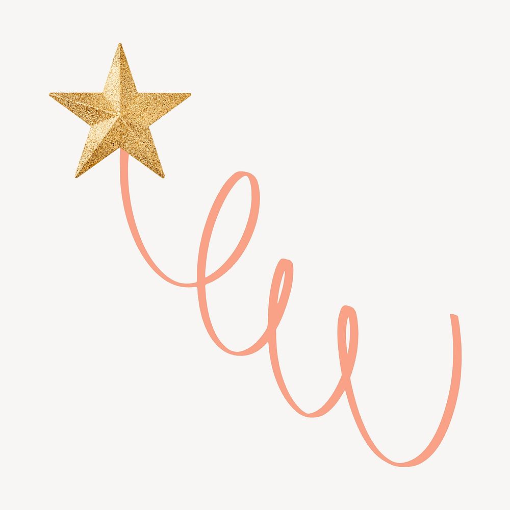Gold star doodle, cute ranking element vector