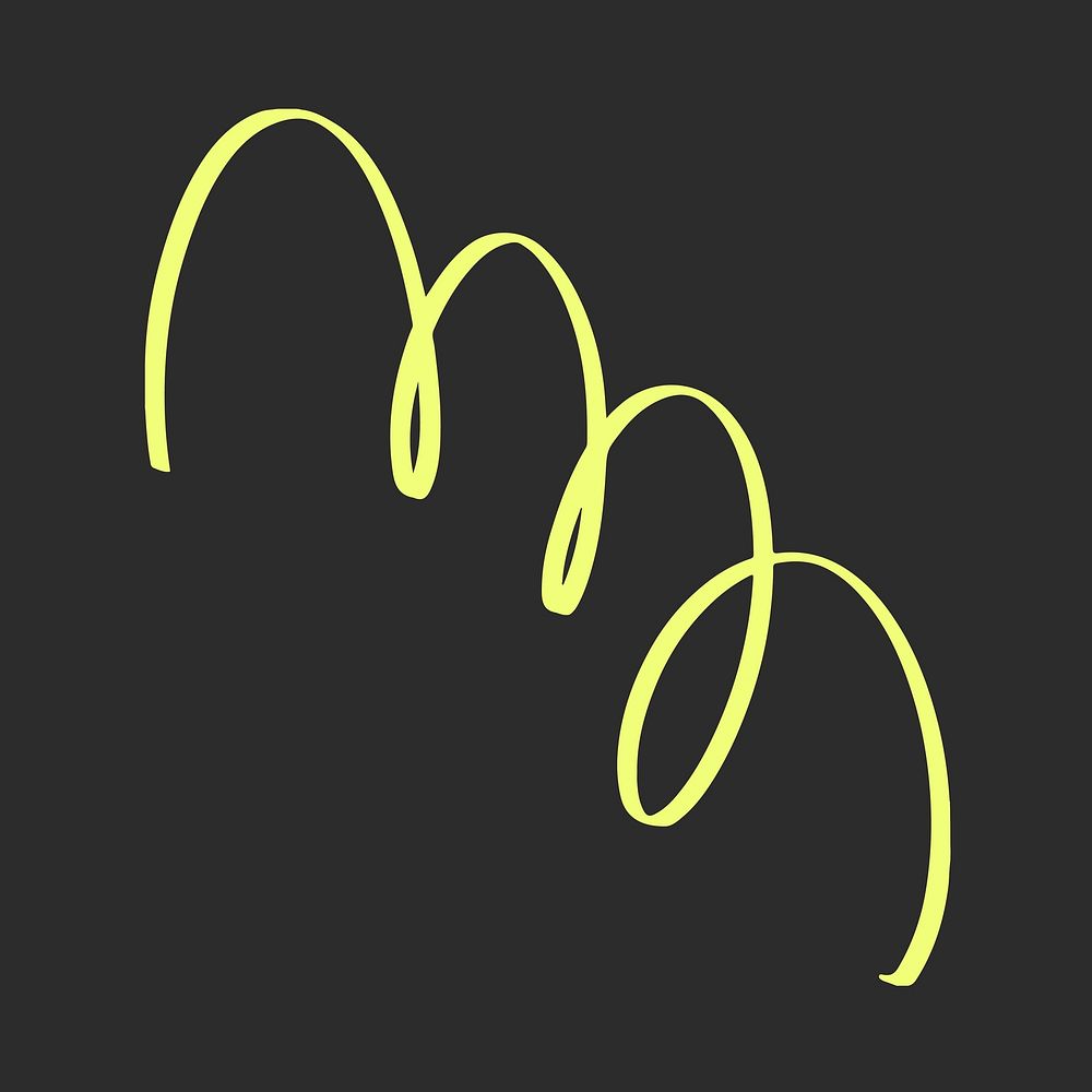 Yellow doodle line, cute graphic element vector