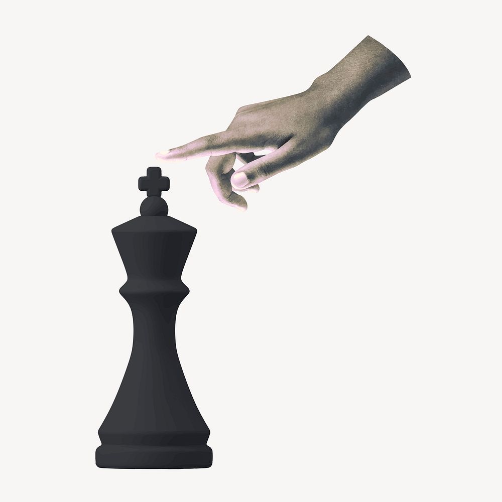 Hand moving chess piece, business strategy remix vector