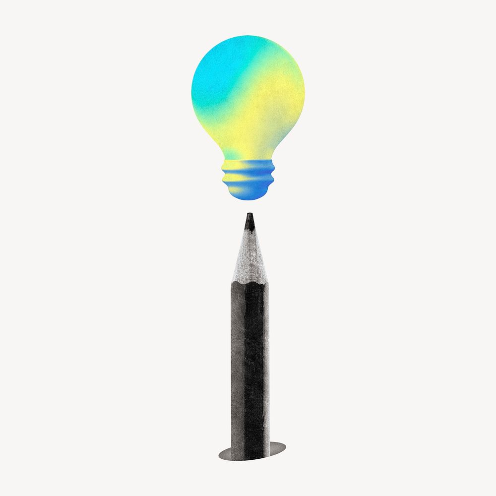 Creative light bulb, pencil remix psd