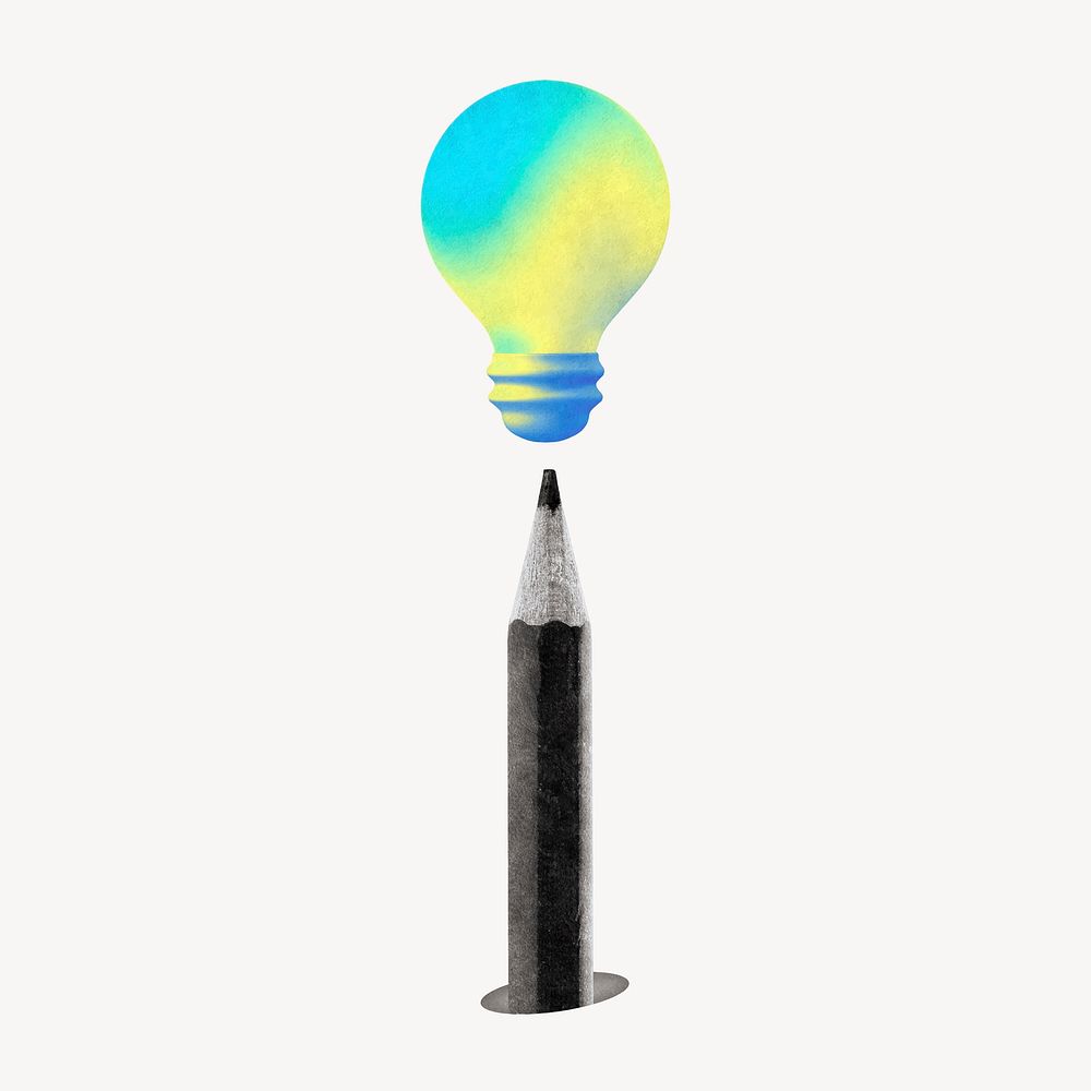 Creative light bulb, pencil remix vector