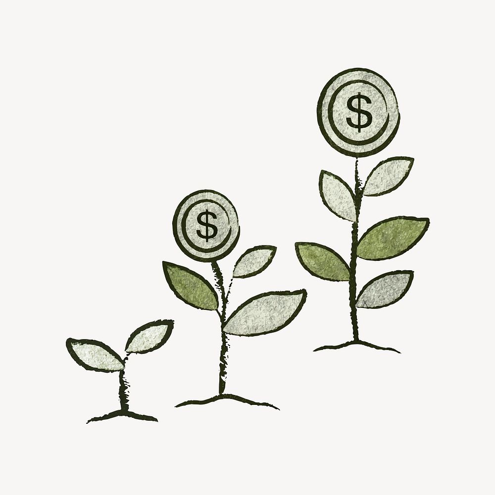 Growing money tree, business finance illustration vector