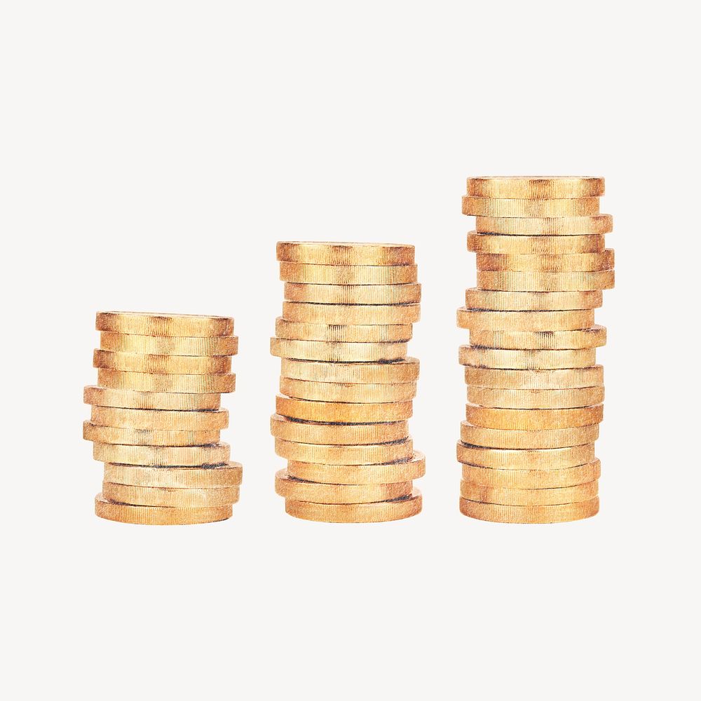 Stacked gold coins, finance, money  psd