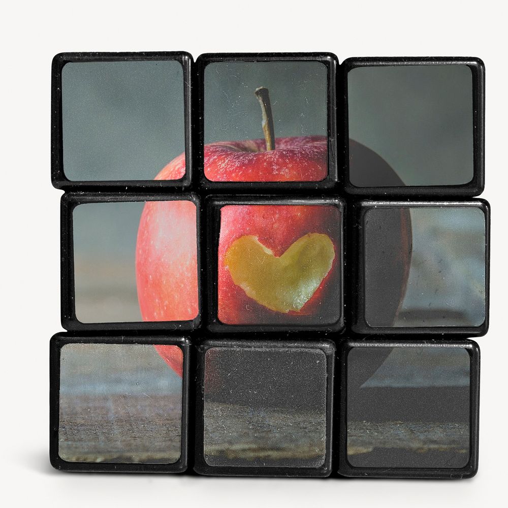 Puzzle cube mockup, apple design psd