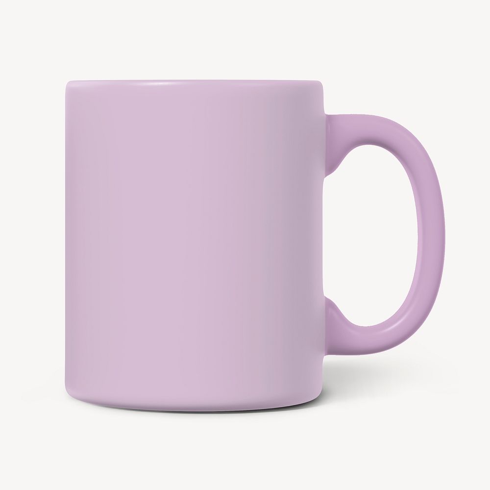 Ceramic coffee mug mockup, purple design psd