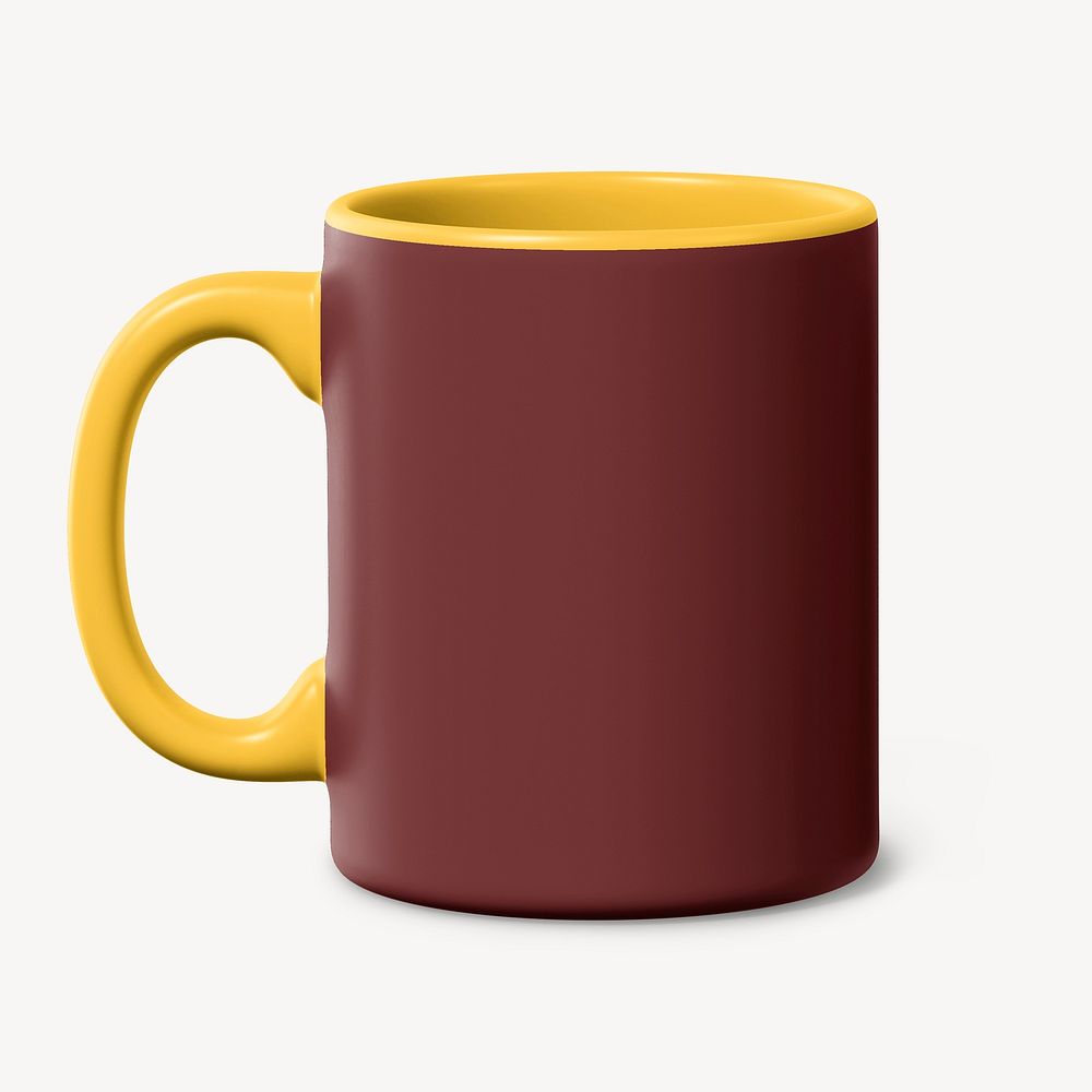 Ceramic coffee mug mockup, brown design psd