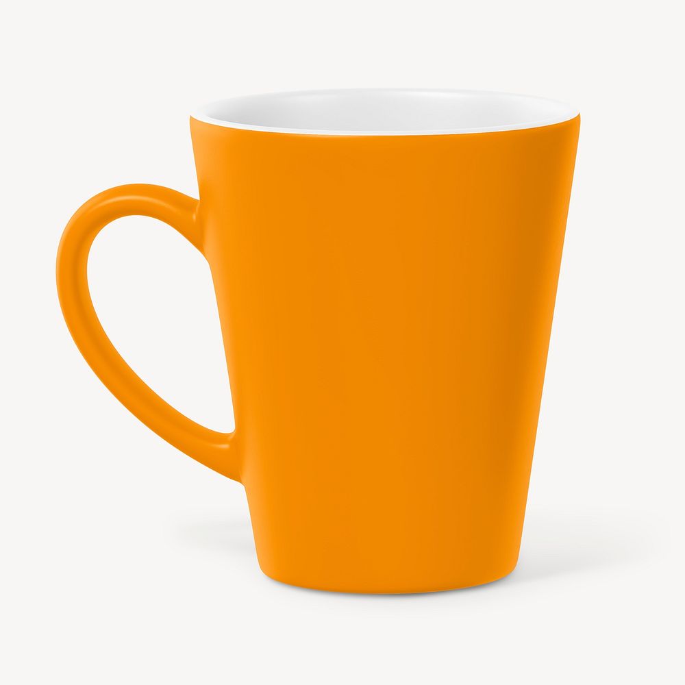Ceramic mug mockup, orange design psd