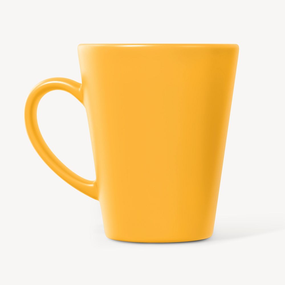 Ceramic coffee mug mockup, yellow design psd