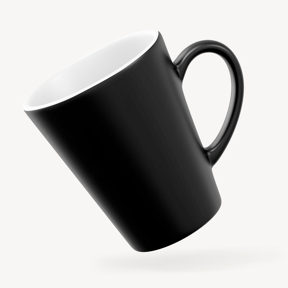 Ceramic coffee mug mockup, black design psd