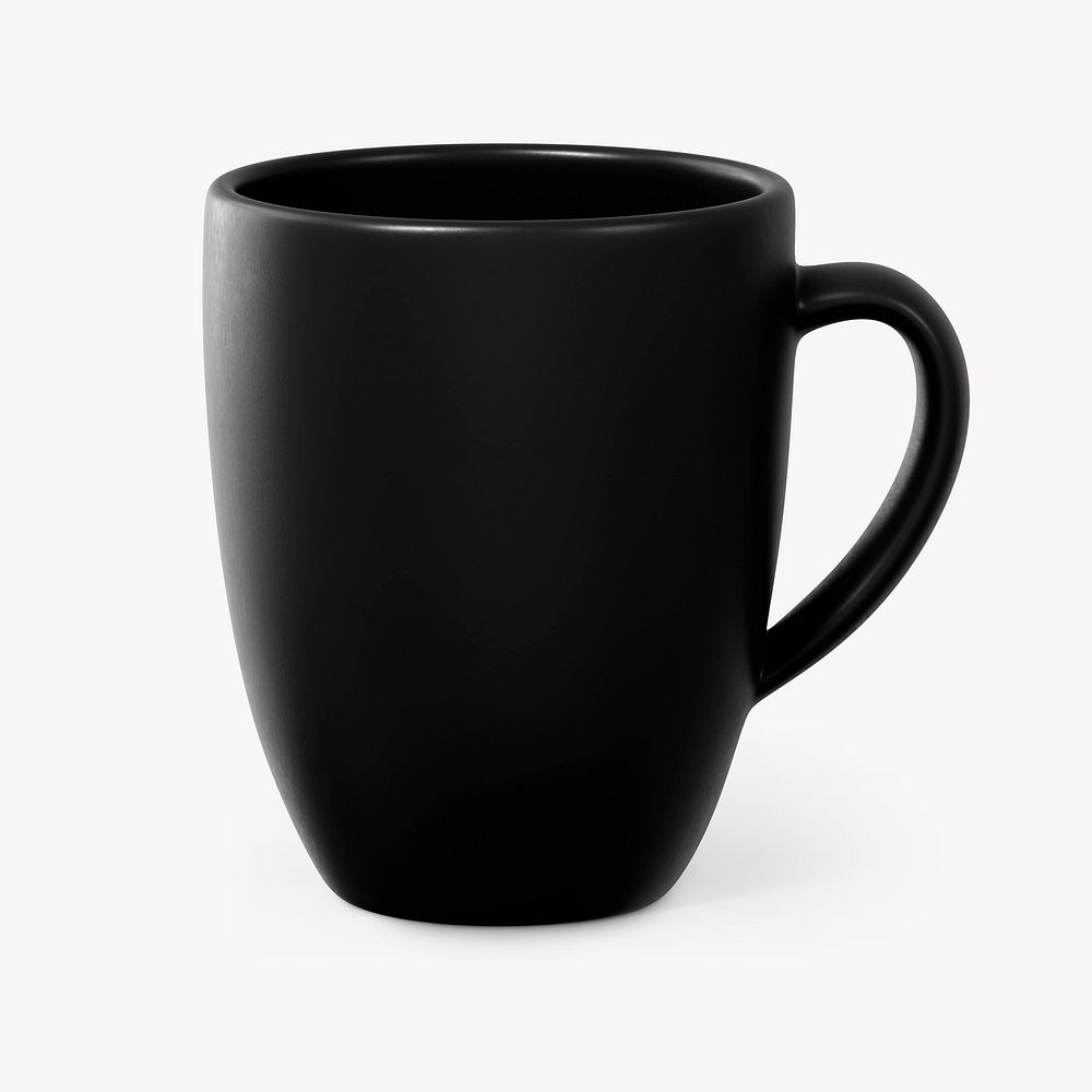 Coffee mug mockup, black ceramic design psd