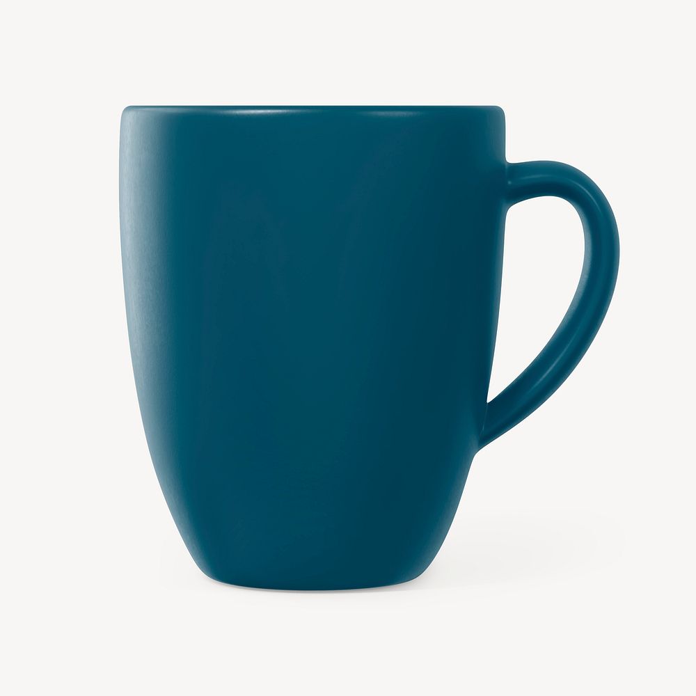 Coffee mug mockup, blue ceramic design psd