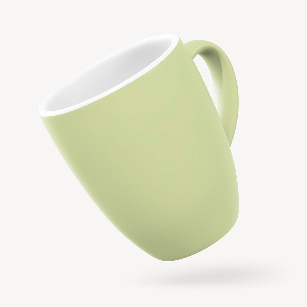 Coffee mug mockup, green ceramic design psd
