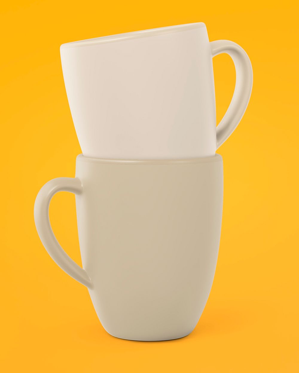 Beige coffee mugs, product design with blank space