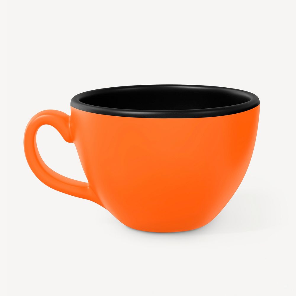 Ceramic coffee cup mockup, orange design psd