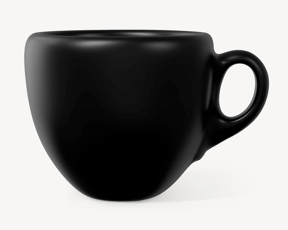 Ceramic espresso cup mockup, black matte design psd