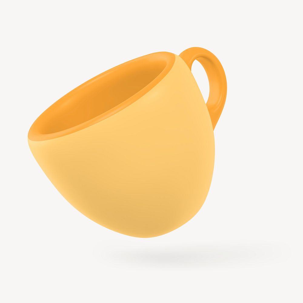 Ceramic espresso cup mockup, yellow design psd