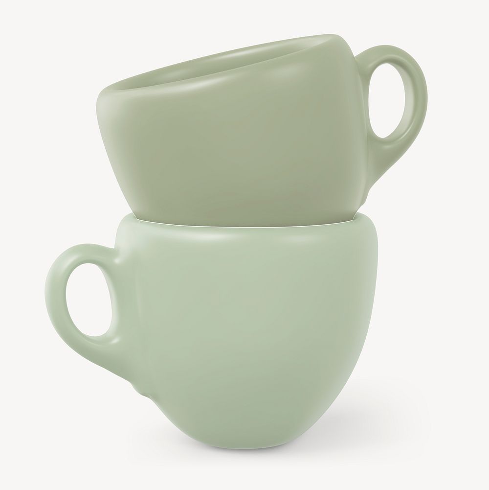 Ceramic espresso cup mockup, pastel green design psd