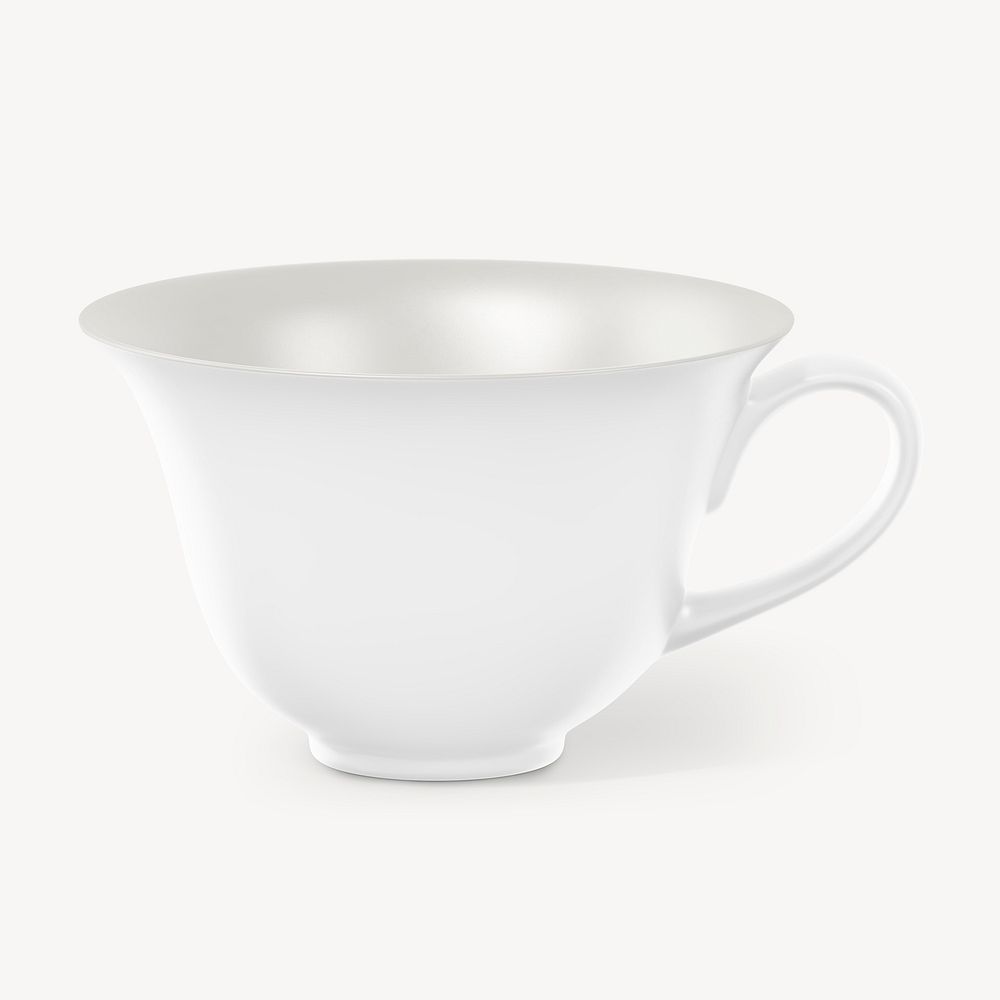 Tea cup mockup, white product design psd