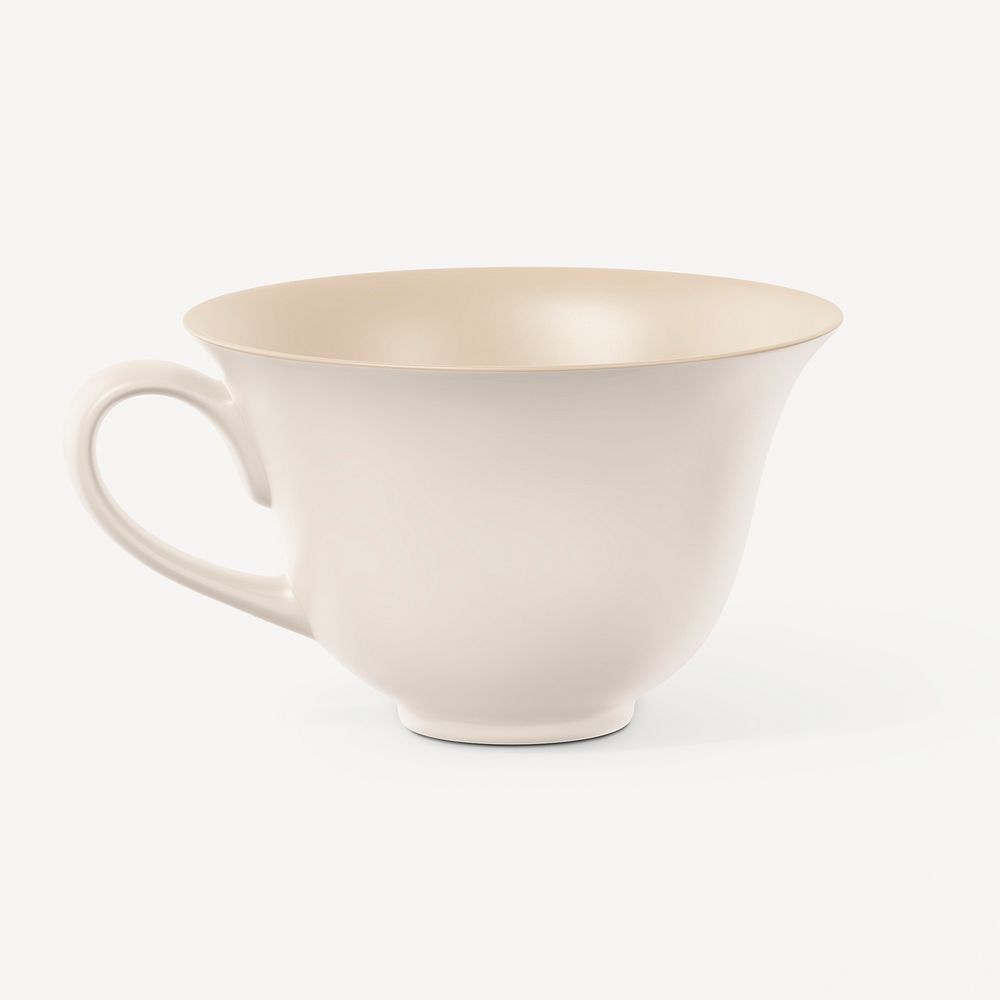 Tea cup mockup, beige product design psd