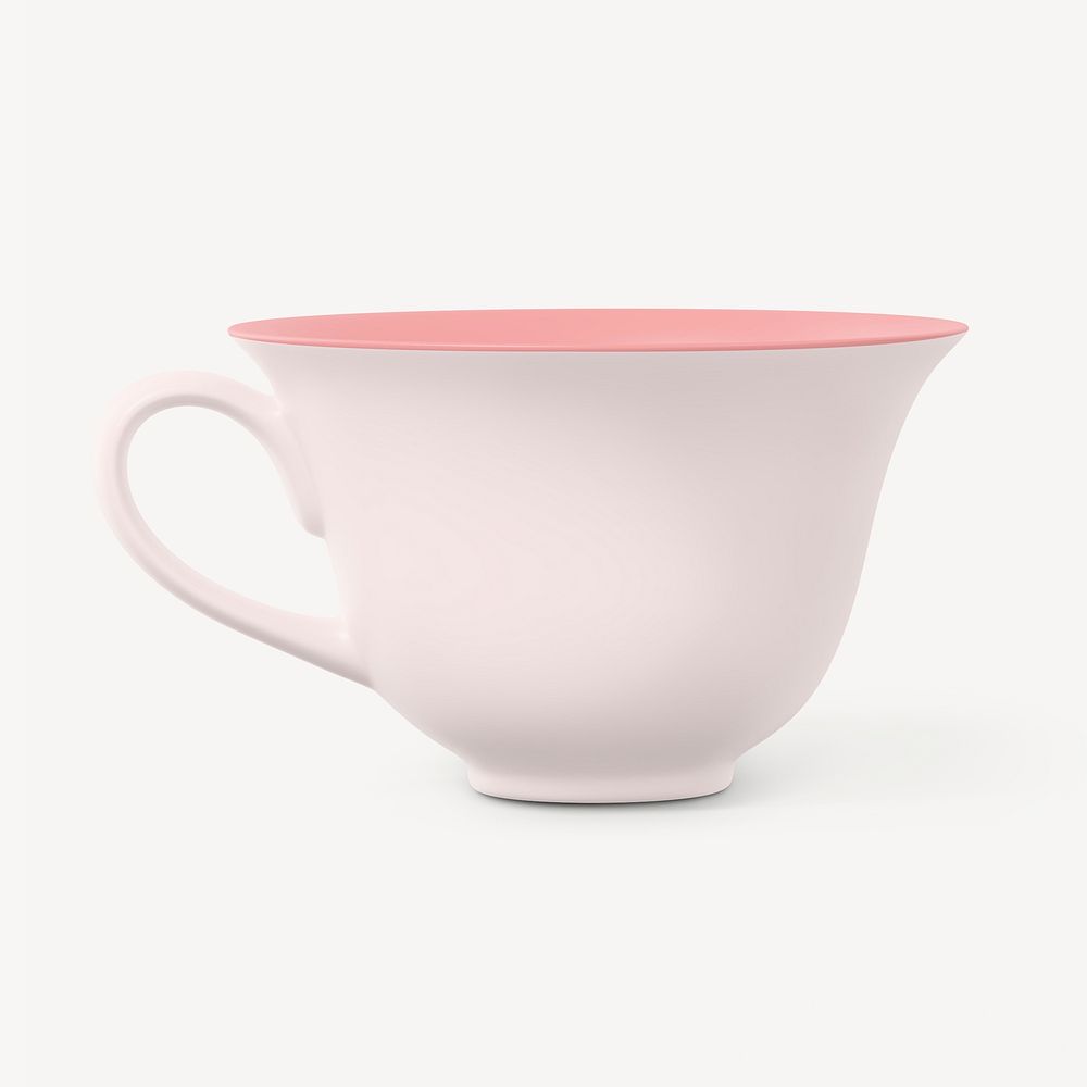 Tea cup mockup, pastel pink product design psd