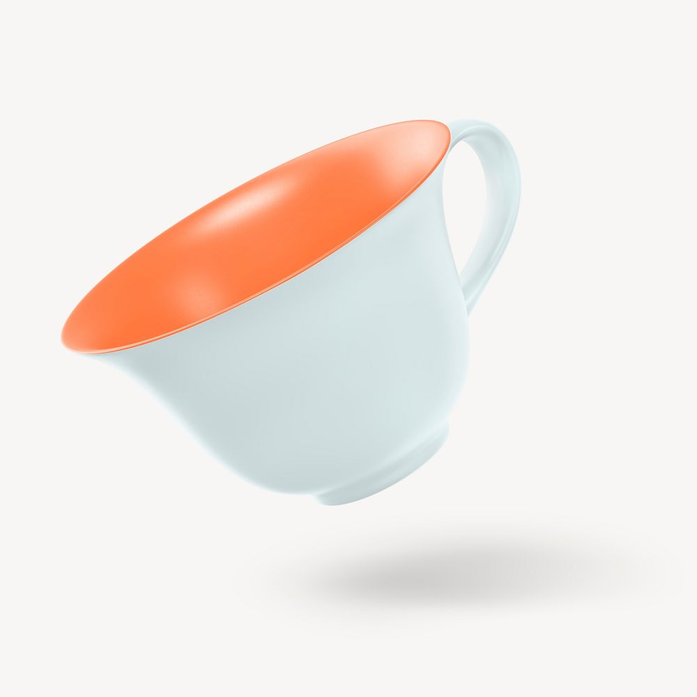 Tea cup mockup, pastel blue product design psd