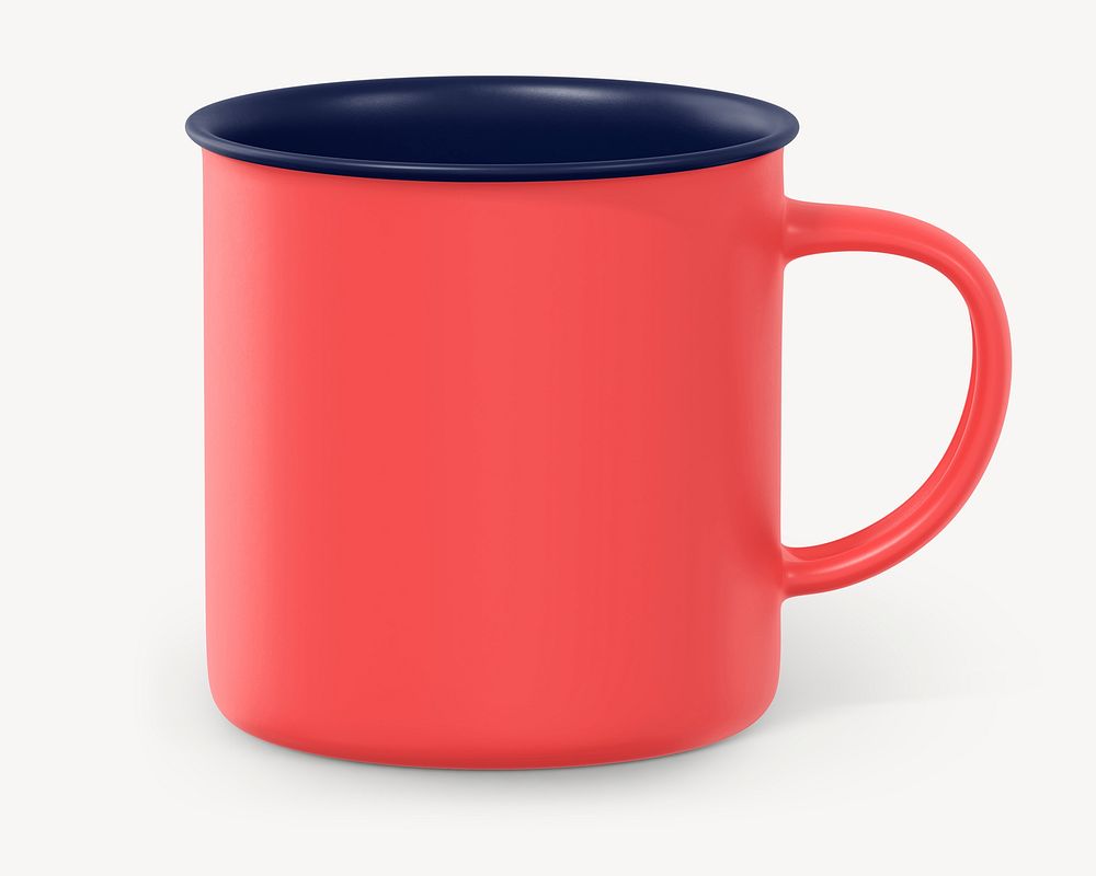 Camping mug mockup, red product design psd
