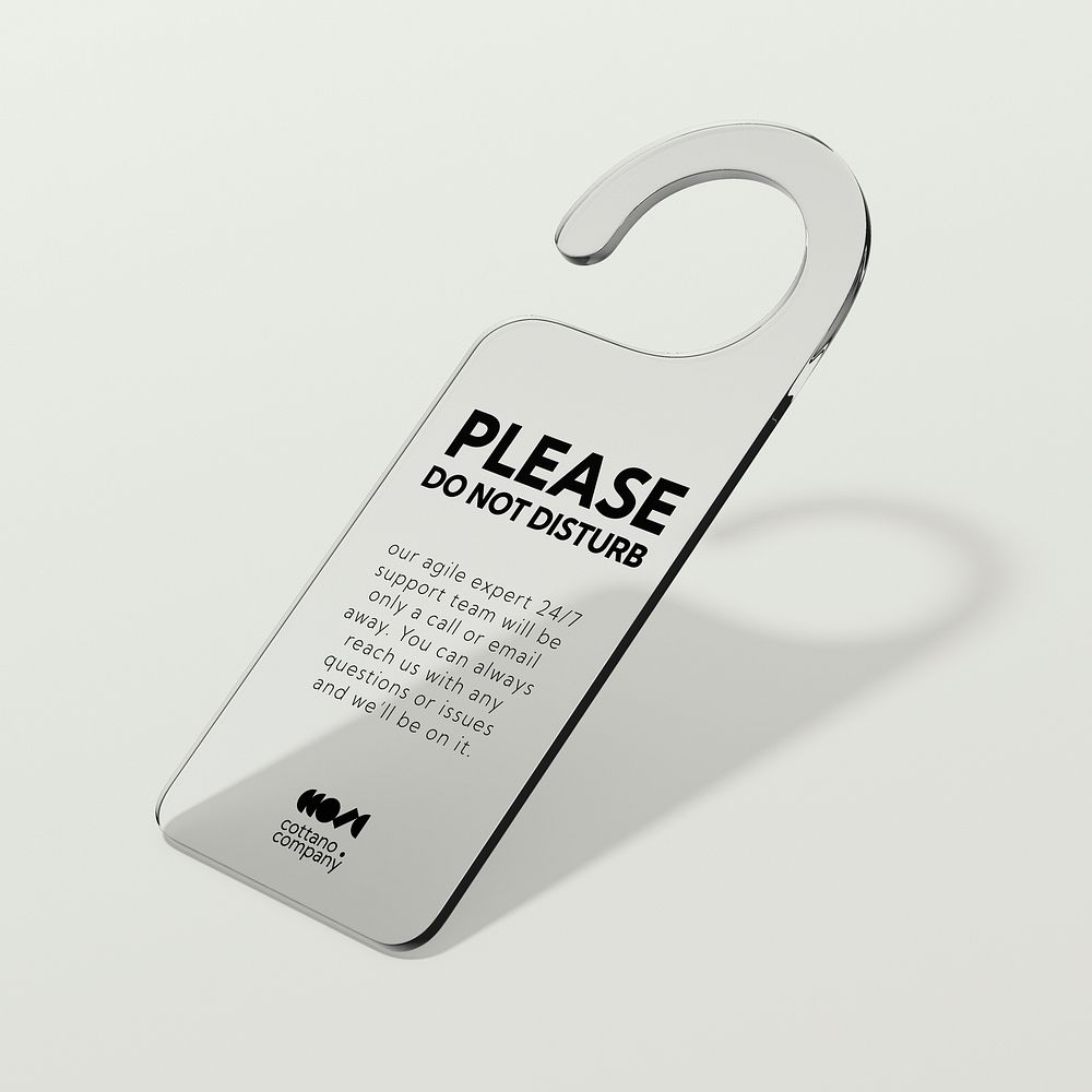 Door tag mockup, clear 3D design psd