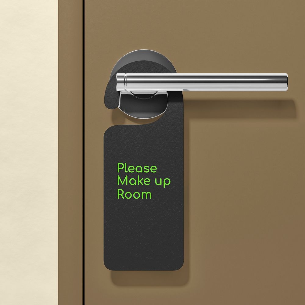 Door hanger mockup, hotel room 3D design psd