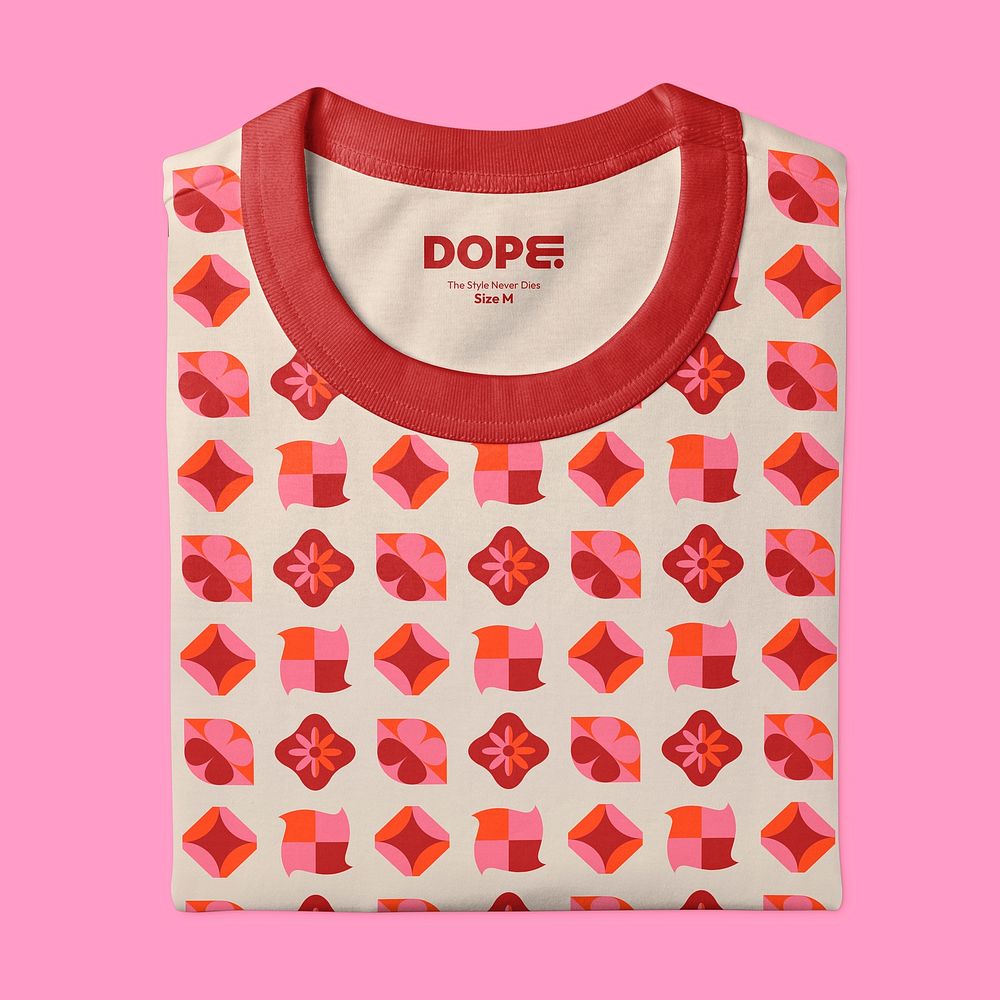 Pink geometric pattern t-shirt, retro design