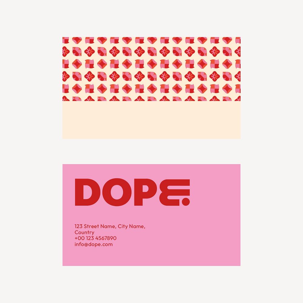 Pink feminine business card template, funky, retro design psd