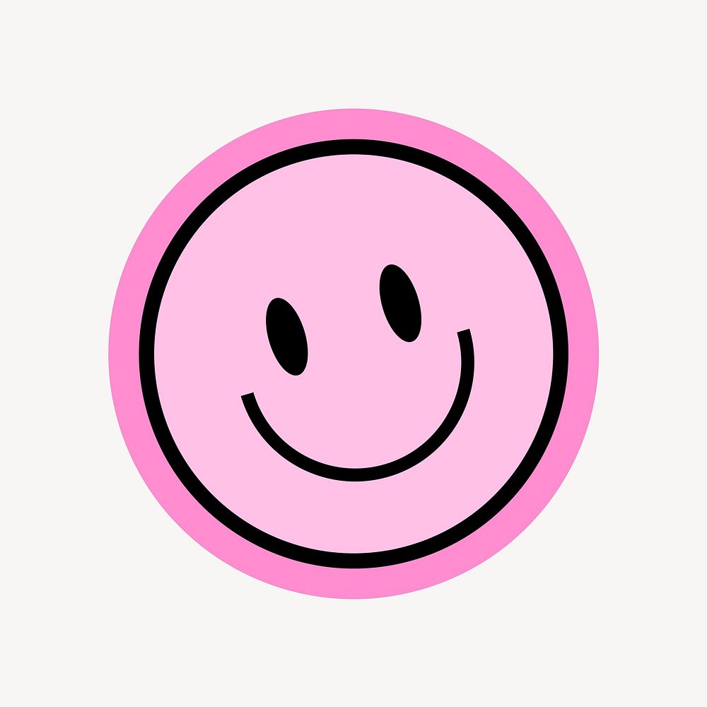 Smiling face sticker, retro design vector