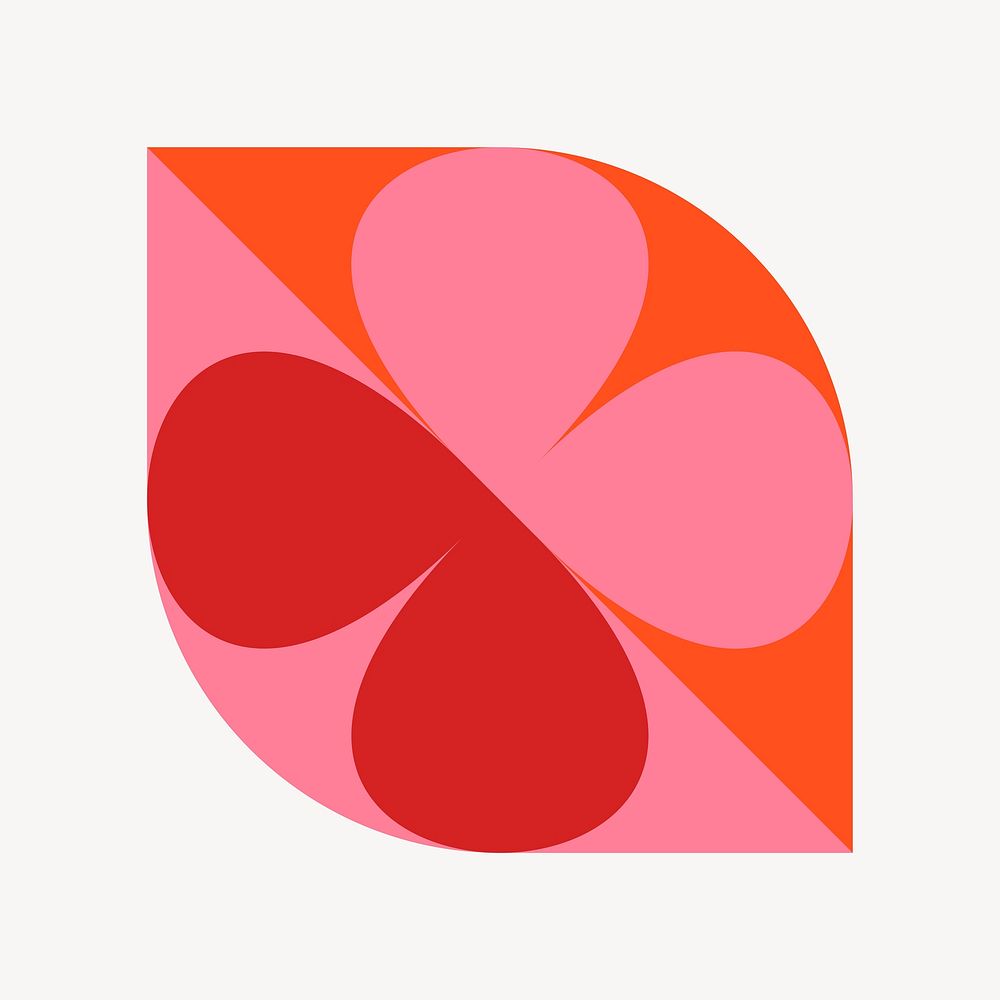 Geometric flower sticker, retro design vector