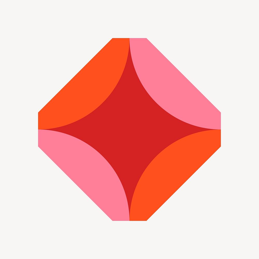 Pink geometric shape sticker, retro design vector