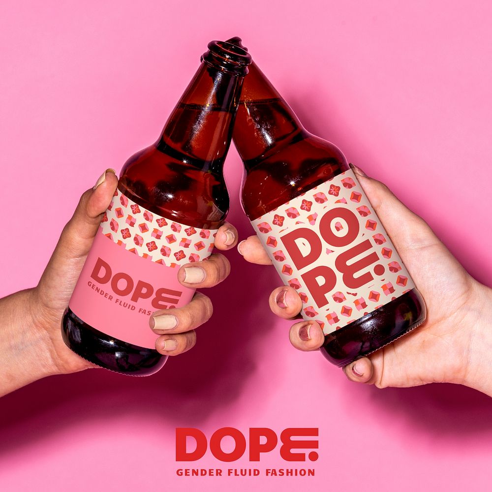 Alcohol branding Instagram post template, pink, colorful design vector