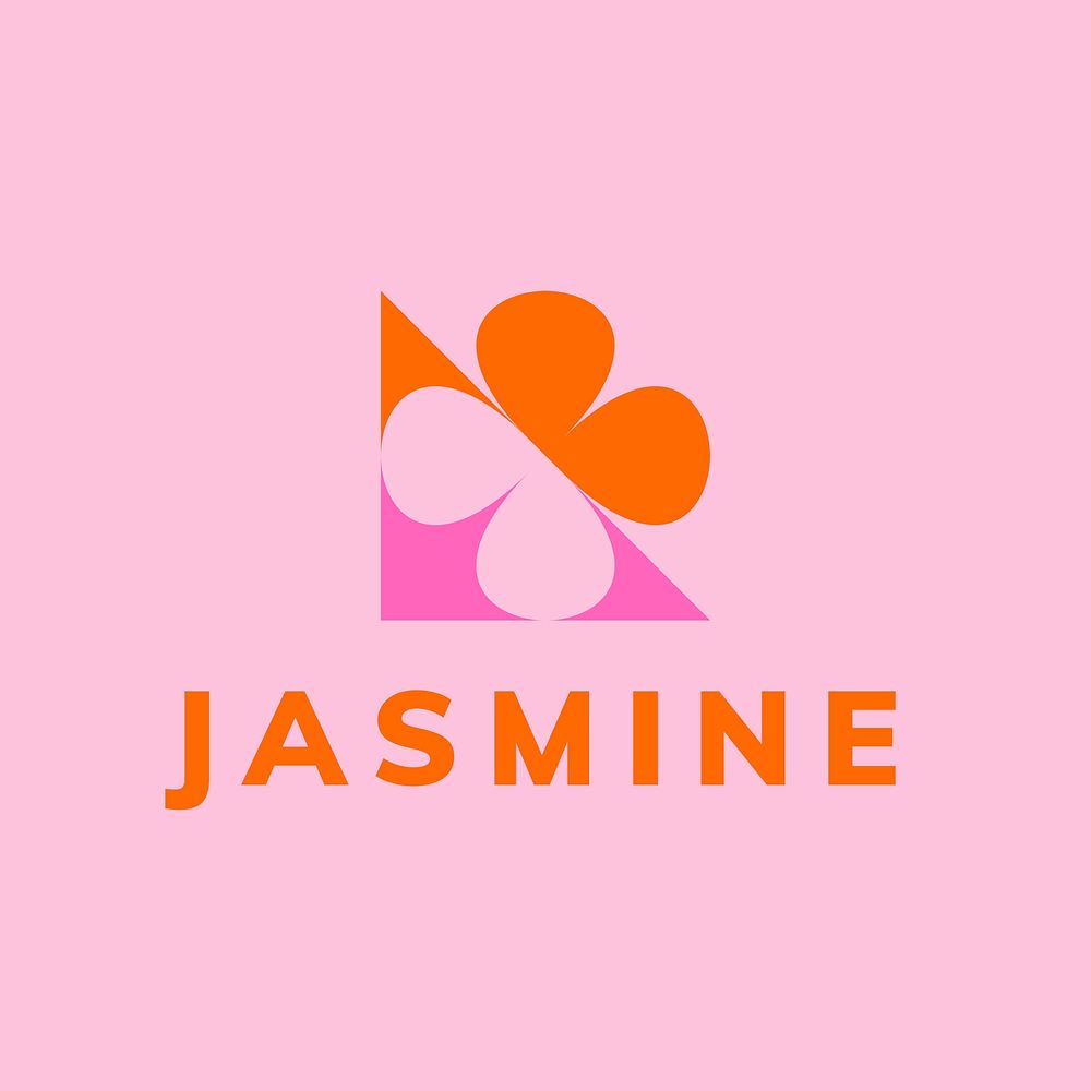 Jasmine leaf logo template, pink feminine design psd