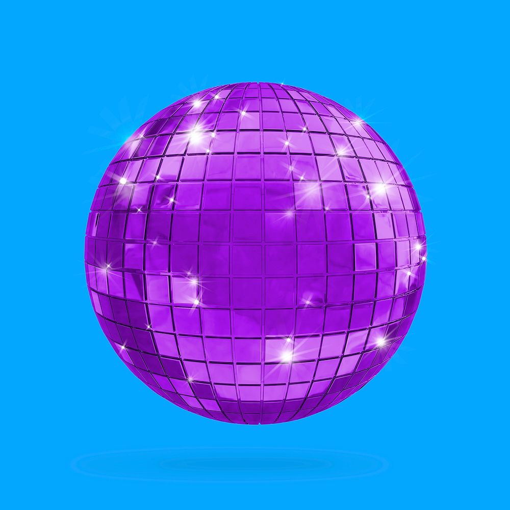 3D purple dIsco ball, party decorations psd