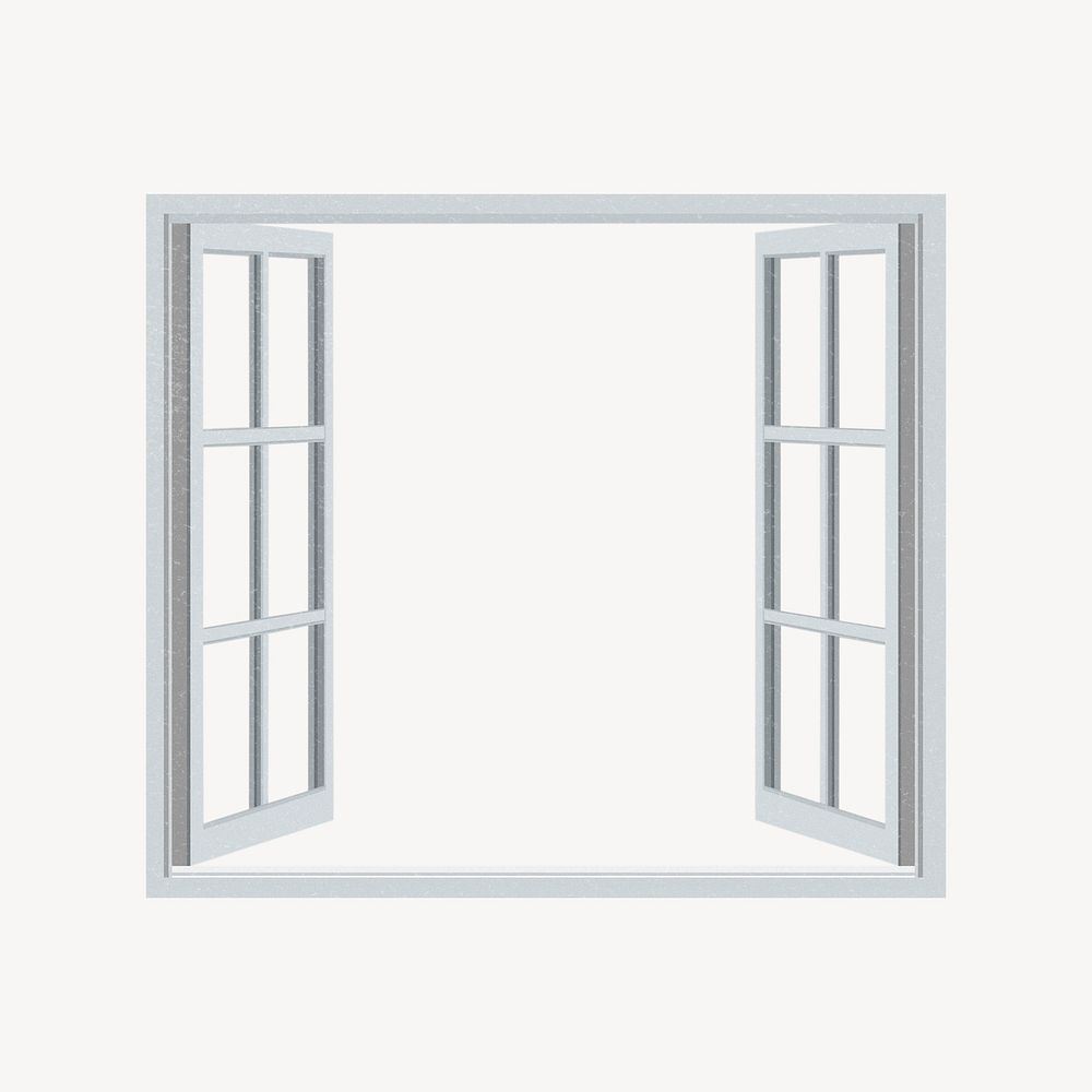 Open window collage element, white design psd