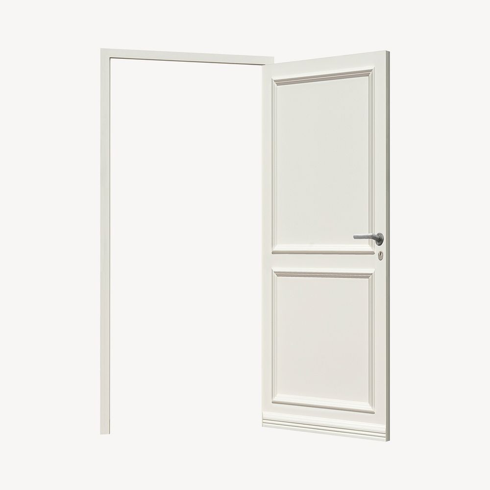 Open door collage element, white design psd