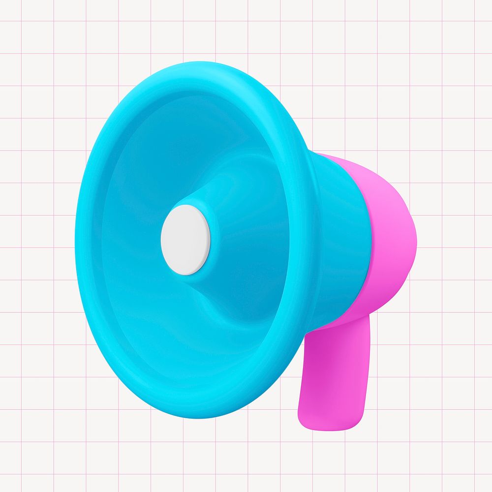 Cute megaphone collage element, 3D rendering psd