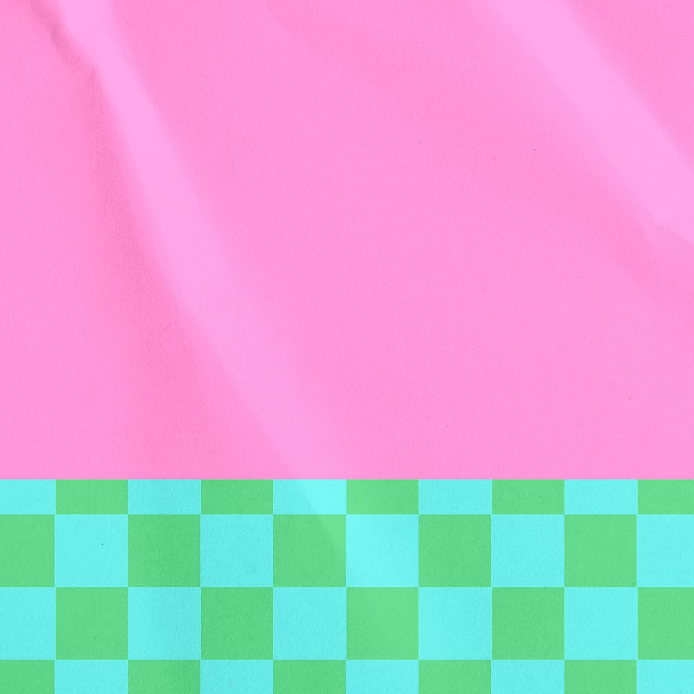 Pink retro background, checkered pattern border