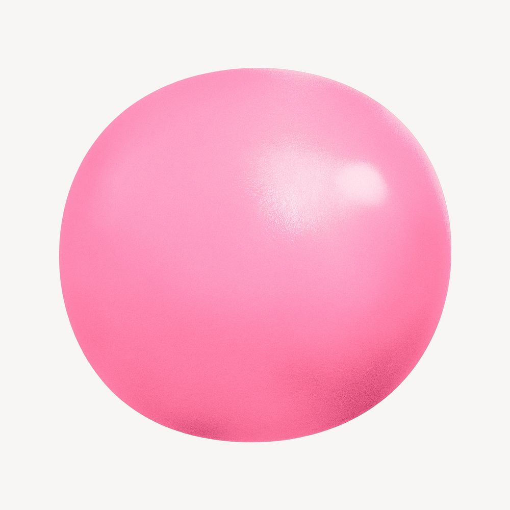 3D pink ball, round shape collage element