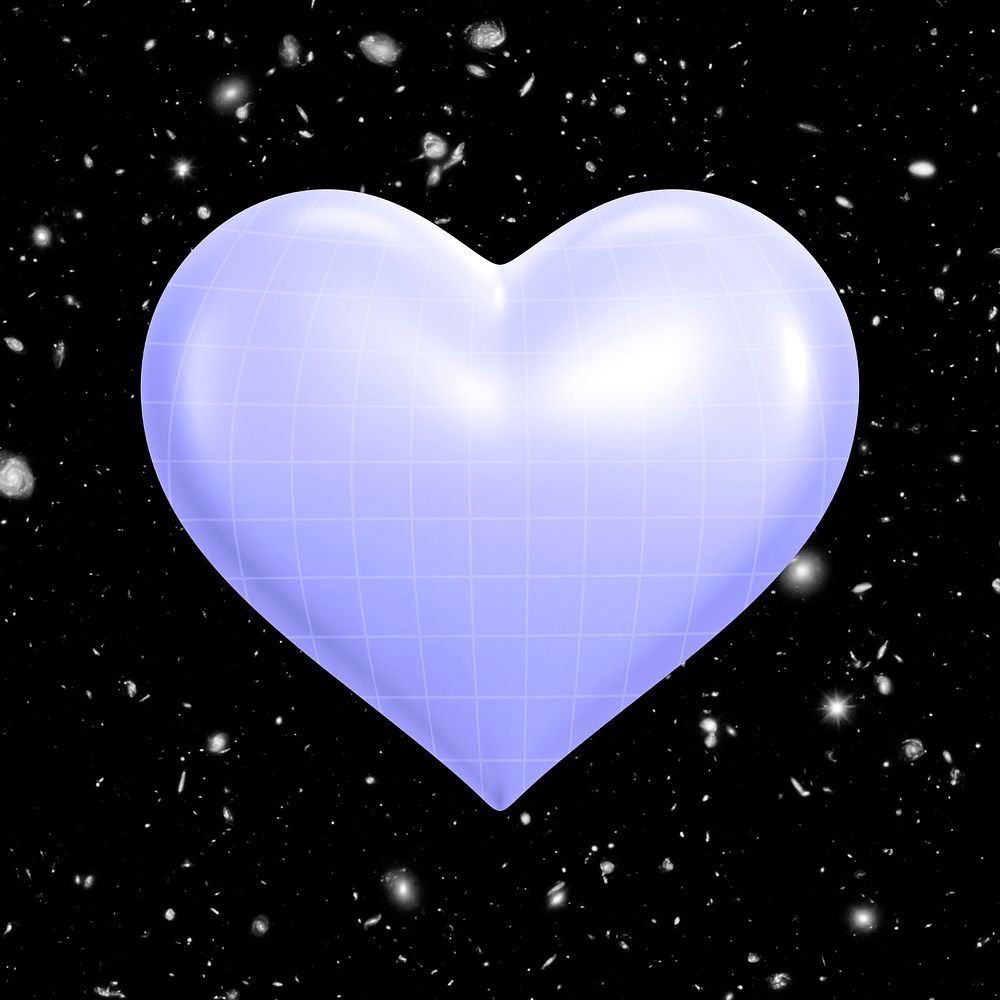 Blue heart collage element, 3D rendering psd