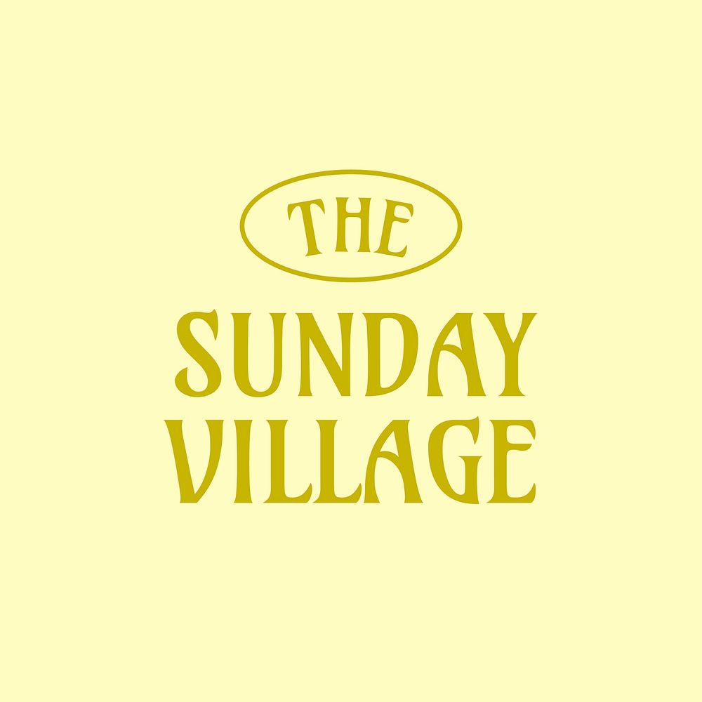 Yellow retro editable logo template, Sunday Village text vector