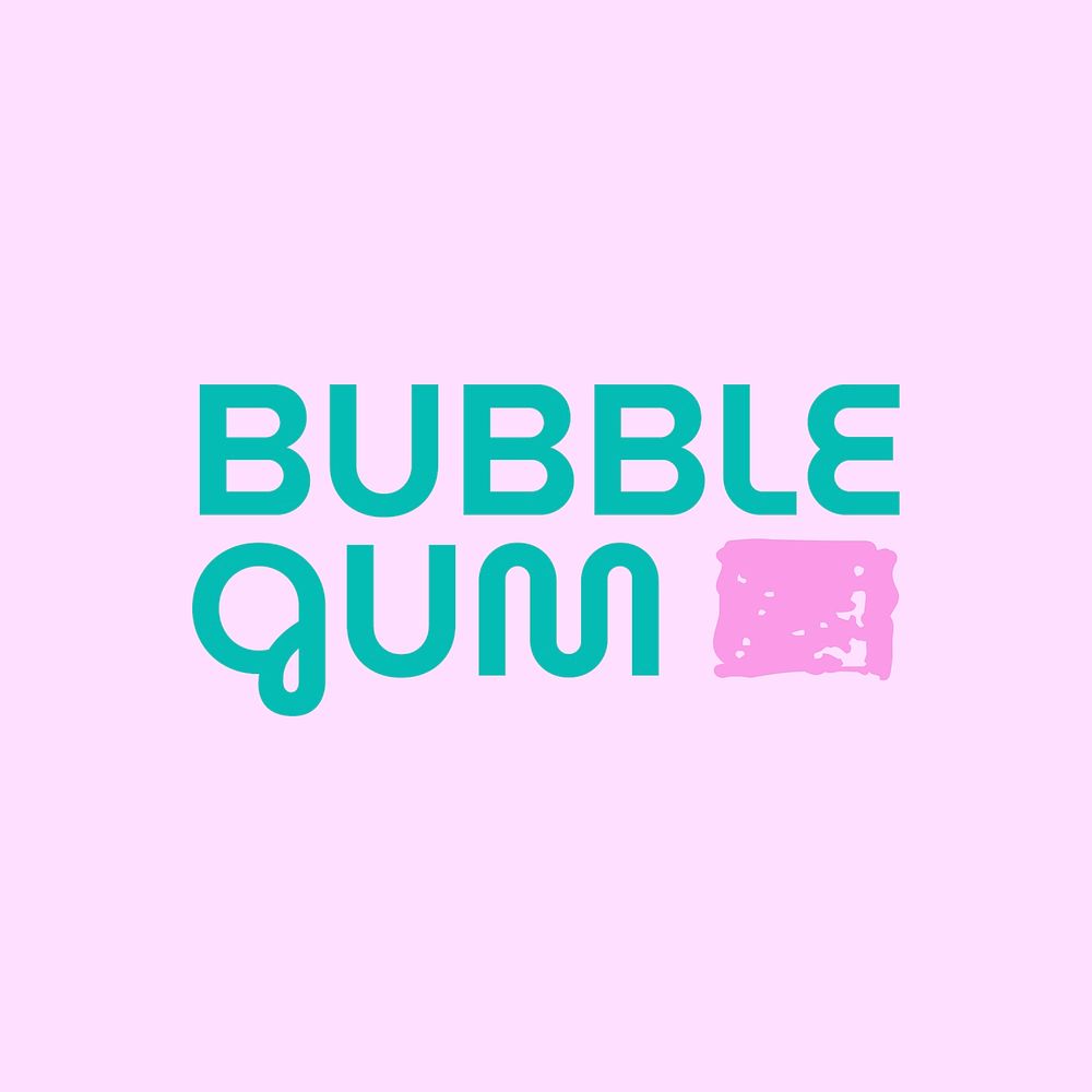 Cute bubblegum fashion logo template, pink aesthetic vector
