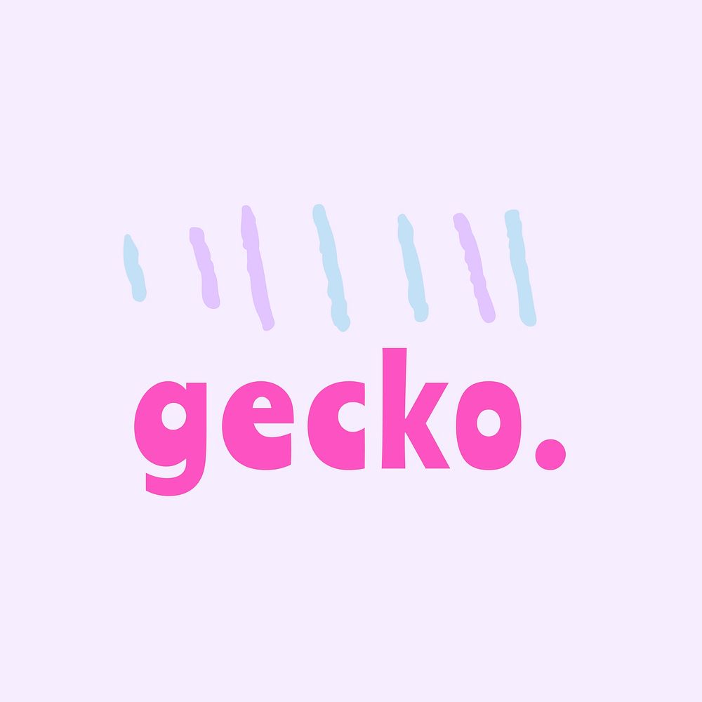 Pink aesthetic logo template, gecko text vector