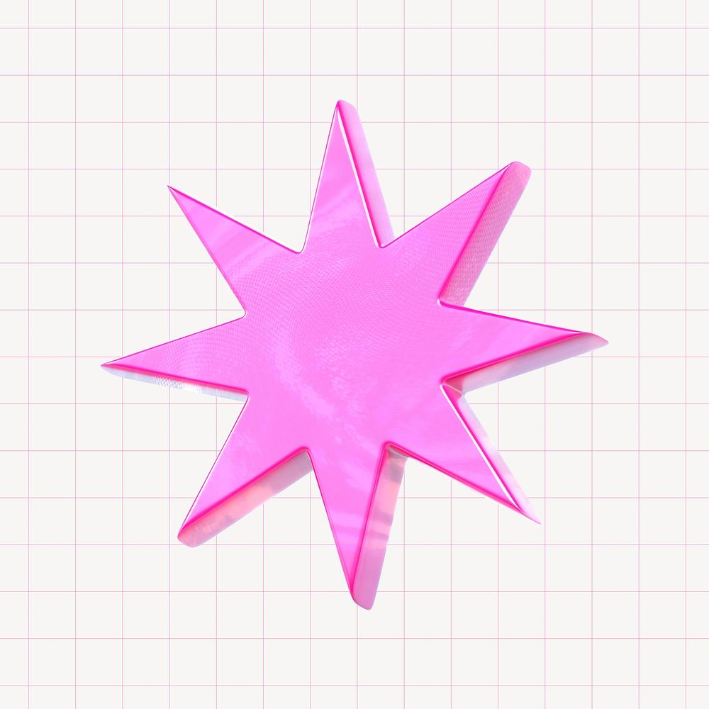 3D rendering shape, pink sunburst collage element psd