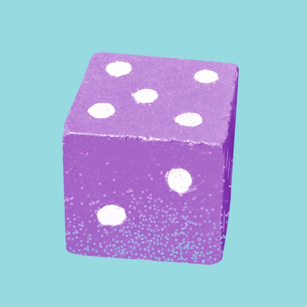 Purple dice cube, board game design